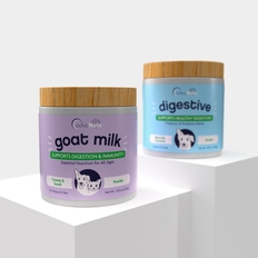 Probiotics for dogs, digestive supplements including goat milk